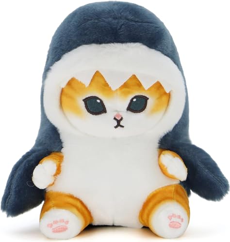 CNAANA Kawaii Shark Cat Plush Toy Stuffed Animal Doll, Soft Pillow for Boys & Girls (Shark cat, 11.8in) - 11.8in - Shark Cat