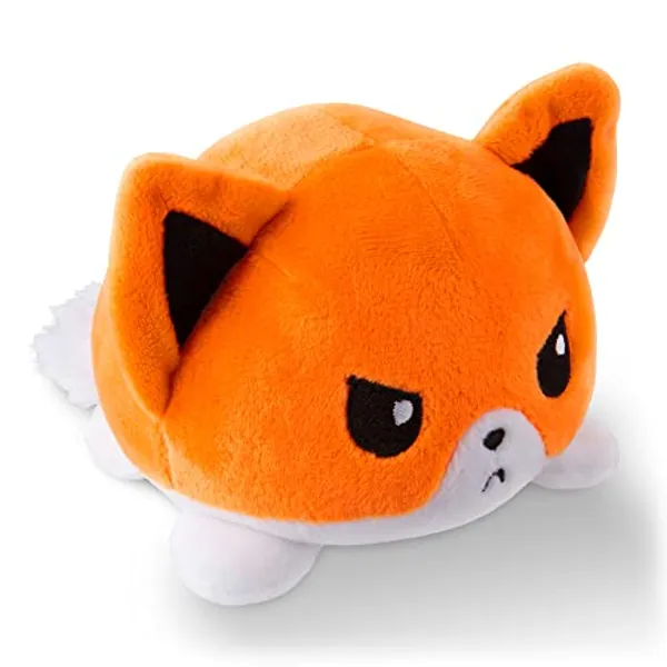 TeeTurtle - The Original Reversible Fox Plushie - Orange - Cute Sensory Fidget Stuffed Animals That Show Your Mood - White + Orange