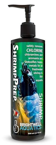 Brightwell Aquatics ShrimpPrep - Remover Chlorine, Chloramines, Ammonia and detoxifies Heavy Metals for Freshwater Shrimp & Fish Aquarium, 500 ml - 500-ml