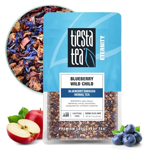 Tiesta Tea - Blueberry Wild Child, Blueberry Hibiscus Herbal Tea, Premium Loose Leaf Tea Blend, Non-Caffeinated Fruit Tea, Make Hot or Iced Tea & Brews Up to 25 Cups - 1.8oz Resealable Pouch - Blueberry - Pouch - 25 Cups