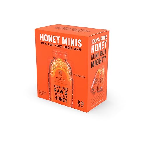 Nate's Honey Minis - Single-Serve 100% Pure, Raw & Unfiltered Honey – 0.49oz Packets, 20ct box - Box