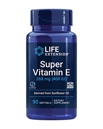 Life Extension Super Vitamin E 268 mg - For Heart, Brain & Immune Health -Offers Antioxidant Protection & Promotes Inflammatory Response - Gluten Free, Non-GMO, 90 Softgels - Vitamin E