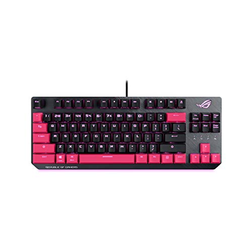 ASUS ROG Strix Scope TKL Electro Punk Mechanical Gaming Keyboard | Cherry MX Red Switches | 2X Wider Ctrl Key for Greater FPS Precision | Gaming Keyboard for PC | Aura Sync RGB Lighting, Quick-Toggle - ROG Cherry MX Red Switches