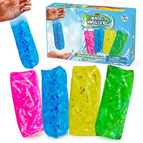 YoYa Toys Magic Wigglers Water Snake Fidget Toy - Water Wiggler Toy, Water Snakes Trick Stress Toy, Slippery Tricky Wiggler Tube - 4-Pack Squishy Sensory Fidget Water Snake Toy, 5-inch Novelty Gift