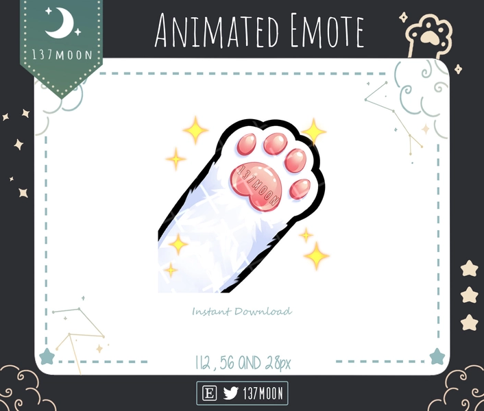 ANIMATED Paw Wave Emote | Cute White cat paw emote for Twitch | Youtube | Discord | Kawaii | Stream