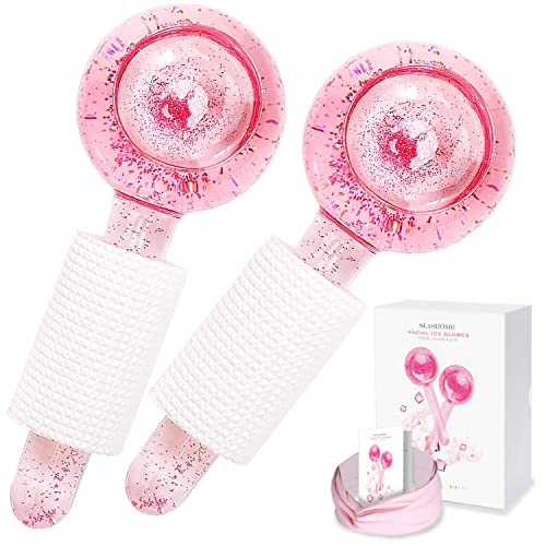slashome Ice Globes for Facials, Globes, Face Massager, Tools, Facial Cooling Neck & Eyes, Daily Beauty, Tighten Skin, Anti Ageing, Reduce Puffy and Wrinkle - Pink