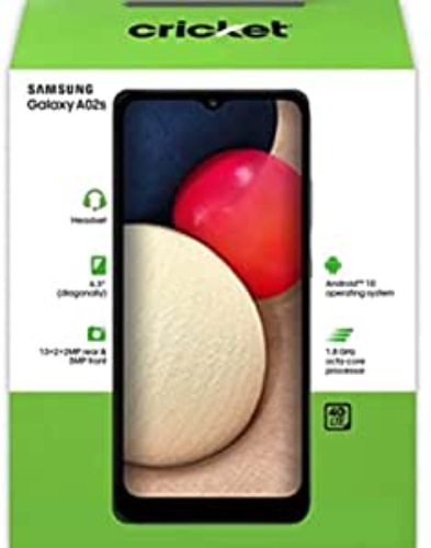 Cricket Samsung Galaxy A02s, 32GB, Black - 4G LTE 6.5" Android Prepaid Smartphone - Carrier Locked to Cricket