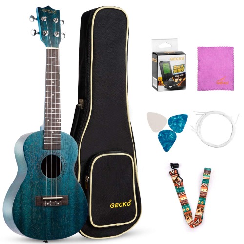 GECKO Concert Ukulele 23 Inch Mahogany Professional Ukeleles for Beginners Adults Kids, Uke Kit with Gig Bag Strap Nylon String Digital Tuner Picks Cloth Starter Manual