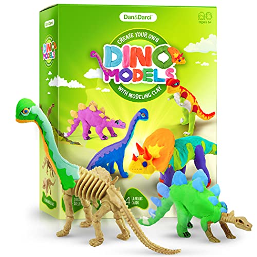 Dino Models, Clay Craft Kit - Dinosaur Arts and Crafts for Kids- Build a Dinosaur Gifts for Boys & Girls - Build 4 Dinos with Air Dry Magic Modeling Clay Model Set Ages 3, 4, 5, 7, 8+ Boy or Girl STEM