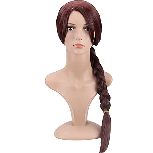 FWHWJ Long Brown Braid Wig Cosplay Costume Women Plait Ponytail Wigs For Halloween, 27in Length