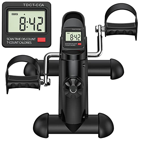 FEIERDUN Under Desk Bike Pedal Exerciser, Mini Exercise Bike for Arm/Leg Exercise, Under Desk Exercise with LCD Screen Display for Home/Office Workout - New Black