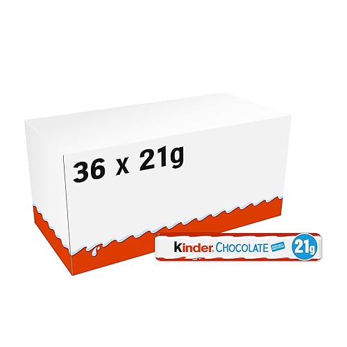 Kinder Chocolate Medium Bars, Bulk Chocolate Gift Box, Fine Milk Chocolate Bar with a Milky Filling, Pack of 36 (450g) - 26 Bars