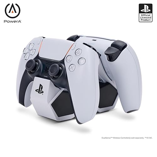 PowerA Twin Charging Station for Dualsense Wireless Controllers, Charge, Sony PlayStation, PS5, Officially Licensed - PlayStation 5 - Dual Charging