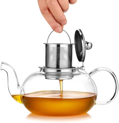 Artcome 1000ml / 34oz Glass Teapot with Removable Infuser, Stovetop Safe Teapot, Blooming and Loose Leaf Tea Pots - 