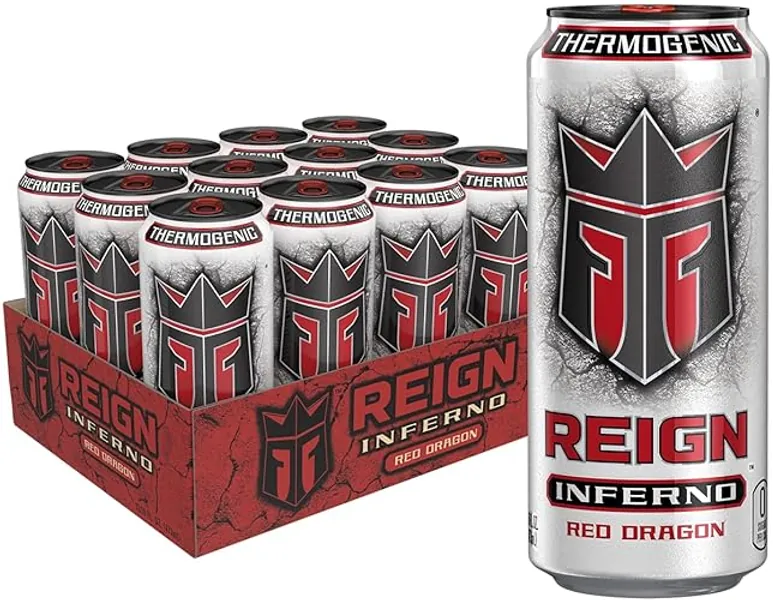Reign Inferno Red Dragon, Thermogenic Fuel, Fitness and Performance Drink, 16 Fl Oz (Pack of 12) - Red Dragon - 16 Fl Oz (Pack of 12)