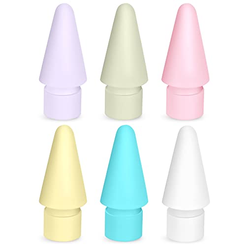 flintronic Tips Compatible with Apple iPad Pro pencil, 6 Pack Replacement Tips for Apple Pencil 2nd Gen & 1st Gen, High Sensitivity Pencil Nibs Replacement Tips for iPad Pro iPencil nibs, Macaron