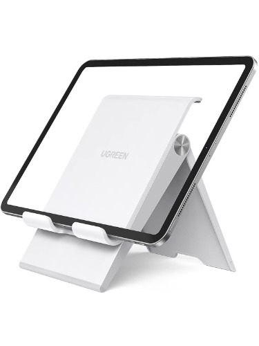 UGREEN Tablet Stand Adjustable Cellphone Desktop Holder Compatible with iPad Pro 12.9 11 10.5, iPad 2021, iPad Mini 6 4 3 2, iPad Air, iPhone 13 12 Pro Max, Galaxy Tab, up to 12.9 Inch Device, White - White