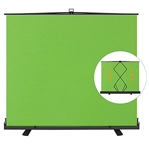 EMART 74in x 86in Collapsible Chromakey Panel Green Screen for Photo Backdrop Video Studio, Live Game, Portable Pull Up, Solid Aluminium Base Wrinkle-Resistant Fabric, Auto-Locking Air Cushion Frame - 74x86in