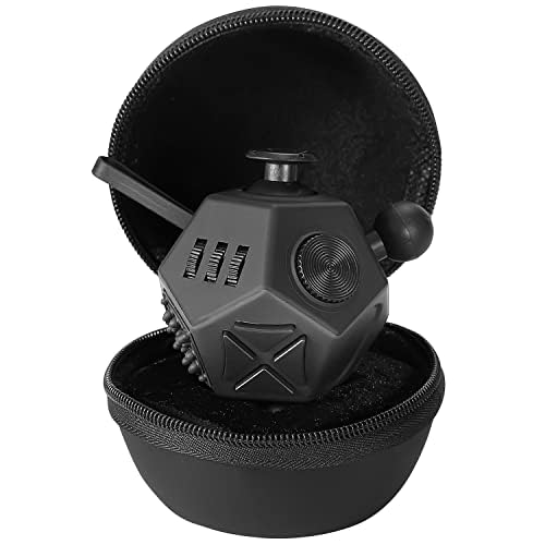 PILPOC Fidget Cube Dodecagon - 12-Sided - for Reducing Anxiety, Fidgets for Adults, Fidget Cube for Kids, Anxiety Toys for Adults, Fidget Cube for Adults, Cube Fidget Toys for Adults Black - Black and Black