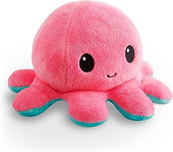 TeeTurtle - The Original Reversible Octopus Plushie - Pink + Aqua - Cute Sensory Fidget Stuffed Animals That Show Your Mood - Light Pink + Light Blue