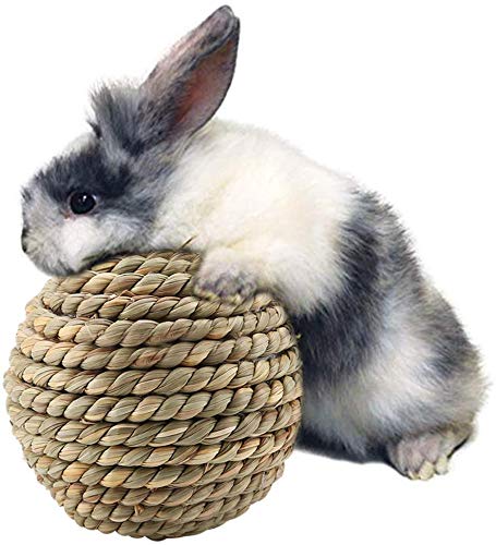 Grass Straw Ball, Pet Toy Parrot Gnawing Toy Balls Rabbit Foot Toys for Dental Health Cage Accessory