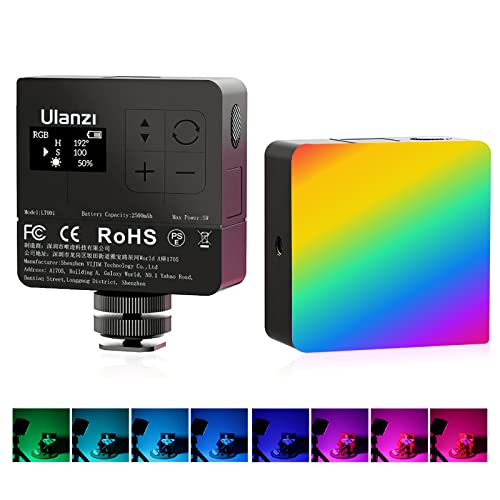 ULANZI VL49 Pro RGB Video Light on Camera, Magnetic LED Lights with Cover Cold Shoe 2500mAh Rechargeable CRI95+ Dimmable Panel Lamp Photography Lighting - VL49 PRO