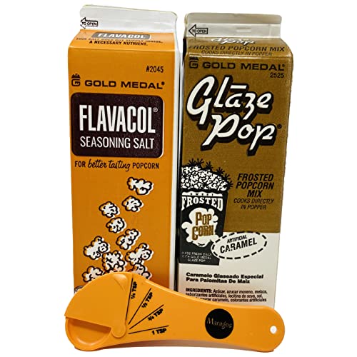 Maragos Flavacol and Caramel Glaze Pop Combo + Measuring Spoon The Best Popcorn Seasoning