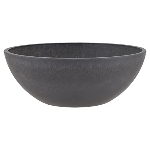 PSW Pot M25DC Collection Shallow Garden Bowl Low Planter for Succulents, Bonsai, Fairy Gardens, Herbs, 10-inch, Dark Charcoal - Dark Charcoal - 10 Inch