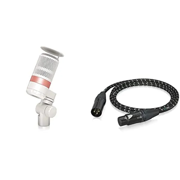 TC-Helicon GoXLR MIC-WH Dynamic Broadcast Microphone - White and TC-Helicon GoXLR MIC Cable Oxygen-Free 3.0 m (10 ft) Microphone Cable with XLR Connectors Bundle