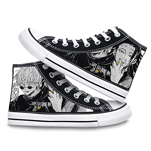 Jilijia Anime Jujutsu Kaisen Canvas Shoes Unisex Couple Classic High Top Sneakers Cartoon Shoes Breathable Casual Lace Up Outdoor Trainers - 6.5 - Type5