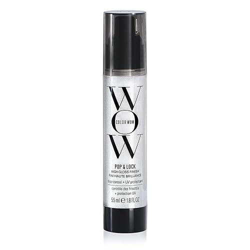 Color Wow Pop + Lock Frizz Control + Glossing Serum – Anti-frizz serum with heat protection; Seals split ends; Moisturises; Silkens and shines dull, dehydrated hair - Single