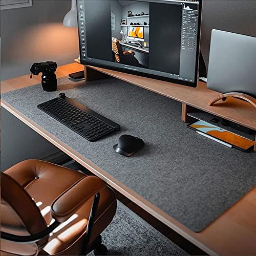 DawnTrees Felt Desk Mat(35.5x15.8 inches), Office Felt Desk Pad Mat, Keyboard Pad, Extra Large Felt Mouse Pad, Suitable for PC,Computers,Keyboard, Laptops, Offices and Homes. (Dark Gray) - Dark Grey
