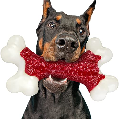 Kseroo Tough Dog Toys, Dog Toys for Aggressive Chewers Large Breed, Aggressive Chew Toys for Large Dogs, Dog Bone Chew Toy Nylon Durable Dog Toys for Large Dogs Dog Extreme Chew Toys Indestructible - Beef B - 1 Count (Pack of 1)