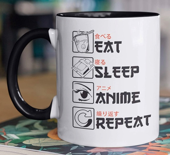 Eat Sleep Anime Repeat – Anime Mug Gift – Saying Mug Otaku Gift Idea – Baka Coffee Mug Japan Manga