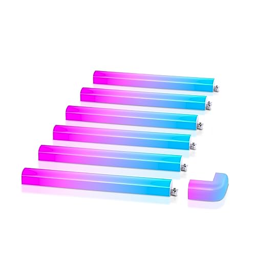 Govee Glide RGBIC Smart Wall Light, Music Sync LED Gaming Light with 40+ Dynamic Scenes for Decoration, Alexa and Google Assistant, 6 Pcs and 1 Corner - 6Pcs+1Corner
