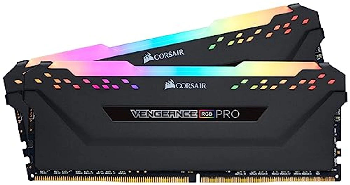 Corsair Módulo de Memoria de Alto Rendimiento 16 GB, DDR4 3200 mHz XMP 2.0 C16, Iluminación LED RGB, Negro, 2 x 8 GB