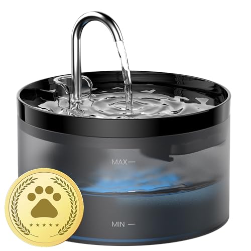 Fuente para Gatos GIOTOHUN,Bebedero Gatos con Forma de Grifo, 2L Fuente Gatos, Bomba de Agua Súper Silenciosa, Filtro de Pelos Suelto, Dos Patrones de Flujo de Agua, Fácil de Quitar y Lavar, Negro - Fuente