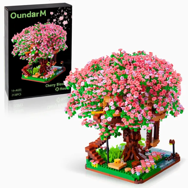OundarM Ensemble de Blocs de Construction de Mini Arbre de Fleurs de Cerisier bonsaï, Ensemble de Construction de la Collection botanique Sakura pour Adultes, Non Compatible avec Lego (2138 pièces)