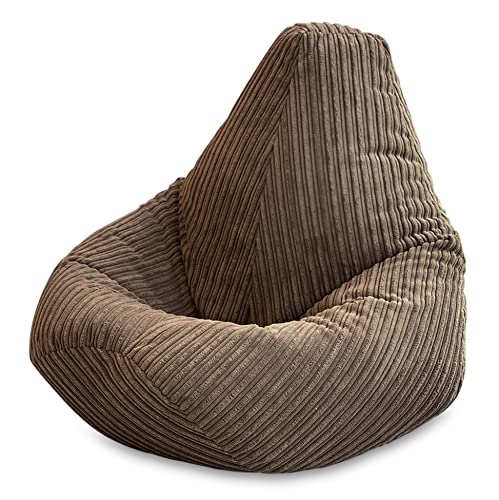 Jumbo Cord Beanbag Chair, Large Bean Bags in Plush Jumbo Cord High back Beanbags, Lounger, Jumbo Cord Beanbags, Recliner Highback (Brown) - Brown