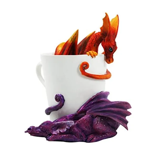 
                            Ebros Amy Brown Tea Cup Night and Day Dragon Twin Hatchlings Collector Figurine Teacup Dragons Statue Collectible Fantasy Myths and Legends Shelf Desktop Decor Sculpture
                        