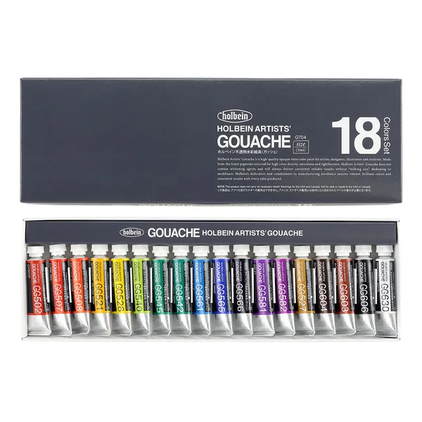 Holbein Artist Gouache Set G704 : 18 x 5ml tubes - 