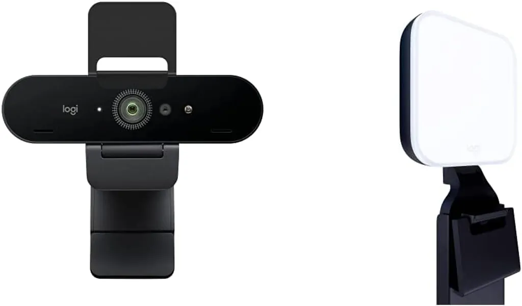 Logitech Brio 4K Webcam, Ultra 4K HD | Litra Glow Premium LED Streaming Light with TrueSoft