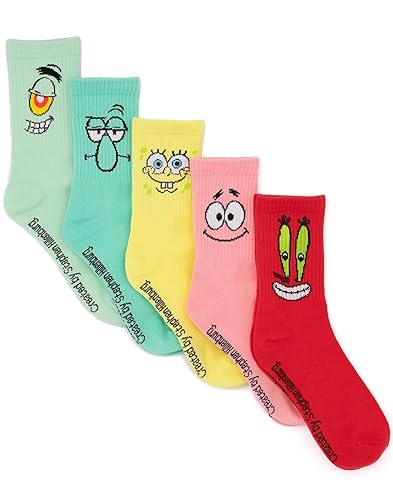 SPONGEBOB SQUAREPANTS Socken 5 Pack Erwachsene Unisex Charaktere Schuhe - 41-45 - Mehrfarbig