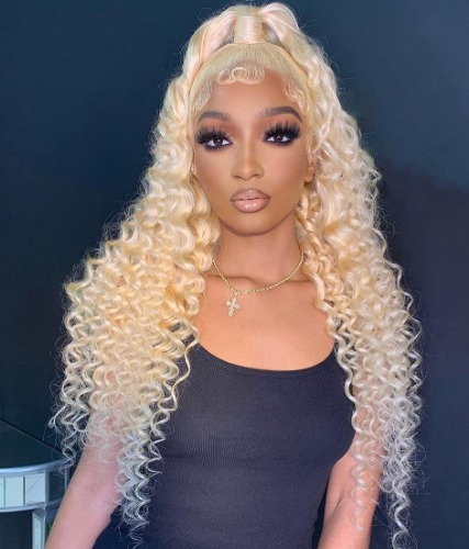 GIANNAY Blonde Lace Front Wigs 613 Loose Curly Wave Lace Front Wig for Black Women Synthetic Hair (blonde curly lace wig 24")