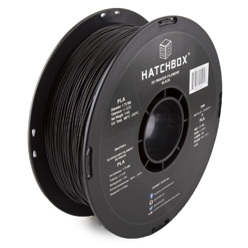HATCHBOX 1.75mm Black PLA 3D Printer Filament, 1 KG Spool, Dimensional Accuracy +/- 0.03 mm, 3D Printing Filament - Black