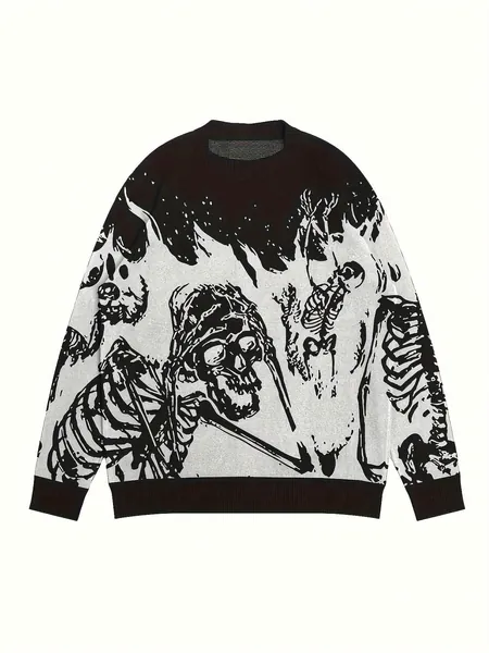 Manfinity EMRG Men's Casual Sweater With Skeleton Pattern