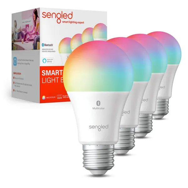 Sengled Smart Light Bulbs, Color Changing Alexa Light Bulb Bluetooth Mesh, Smart Bulbs That Work with Alexa Only, Dimmable LED Bulb A19 E26 Multicolor, High CRI, High Brightness, 9W 800LM, 4Pack