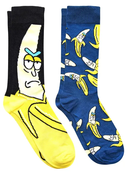 Rick and Morty Banana Rick Men's Crew Socks 2 Pair Pack