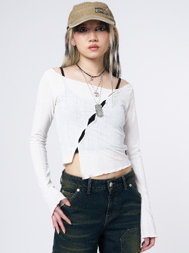 Hana White Asymmetrical Cut Out Top | M / White