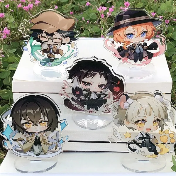 Bungou Stray Dogs Anime Acrylic Figures Chibi Keychain Charms of Dazai, Nakajima, Nakahara, Edogawa & Akutagawa